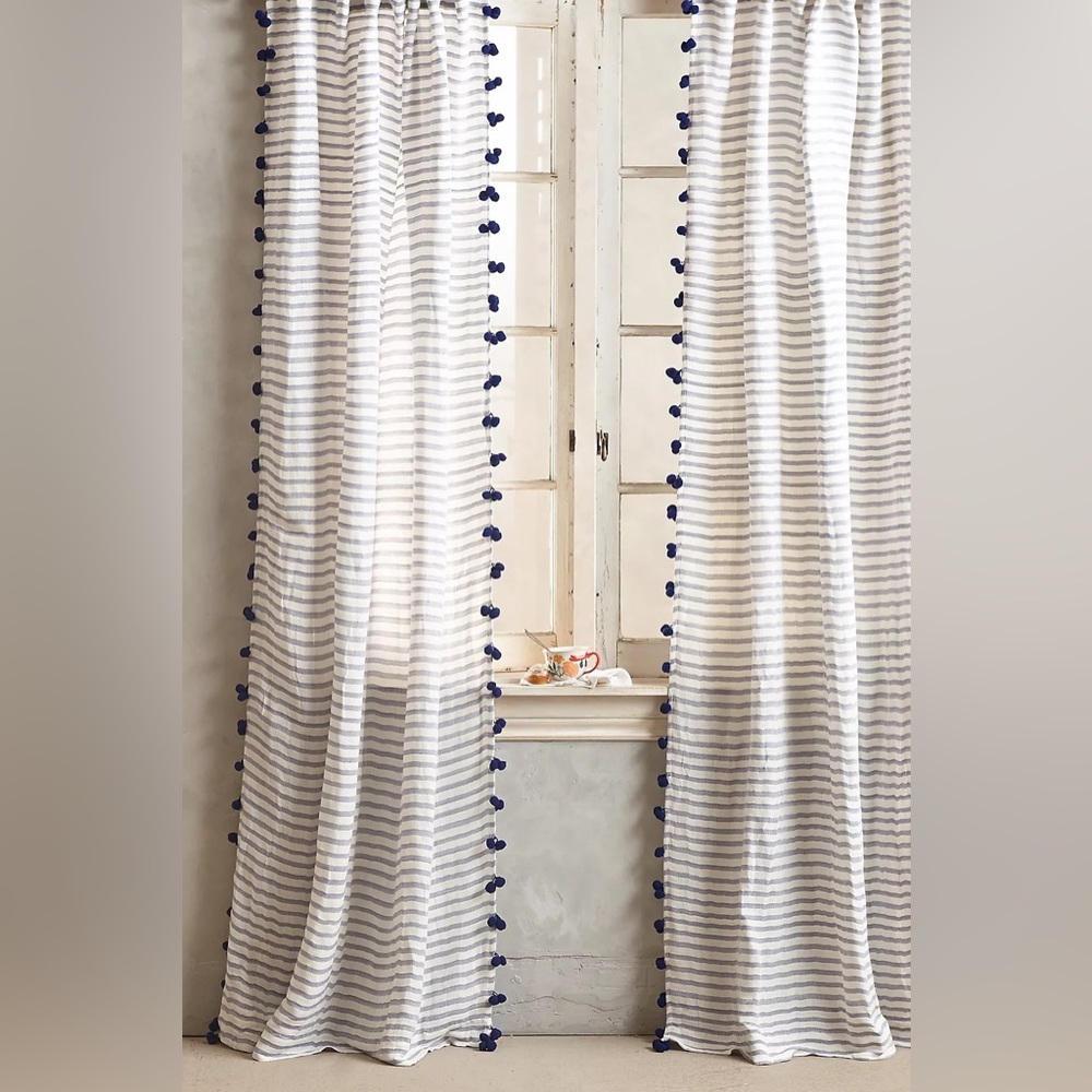 Anthropologie Pom Tassel Curtain (2 Panels) 50 x 90